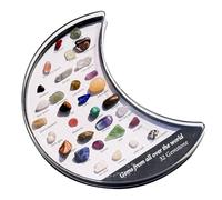 Ensemble de collection de roches minérales 32 pièces - Vitrine d'agate de naturel, kit éducatif de géologie pour spécimens de pierres précieuses avec boîte de rangement, fiche d'information po