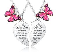 Ensemble de collier avec pendentif en forme de cœur et papillon pour grande sœur, cadeau d'anniversaire assorti