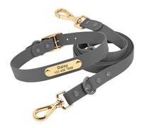 Ensemble de collier de bain imperméable pour chien et chat en PVC avec plaque d'identification pour animal domestique, ensemble gris, M