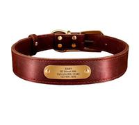 Ensemble de Collier et Laisse pour Chien en Cuir véritable, Personnalisation personnalisée du Collier pour Animal de Compagnie(Red Collar,XS)