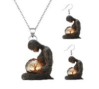 Ensemble de collier plat en acrylique pour la fête des mères, pendentif rétro pour femme, accessoire de vêtements pour voyage quotidien, Refer to description, Acrylique, Unisexe