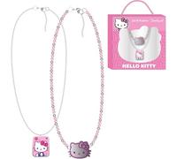 Ensemble de colliers Hello Kitty 2 pièces pour filles | Bijoux pour enfants avec pendentifs Sanrio et perles décoratives dans un coffret cadeau