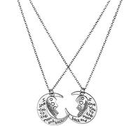 Ensemble de colliers « I Love You to the moon and back » pour mère et fille - 2 cœurs brisés - Durabilité