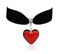 Ensemble de colliers ras du cou noirs avec breloque en forme de cœur rouge et collier en forme de cœur pour Halloween, bijoux d'Halloween sur le thème du sang de vampire, Émail, Pas de gemme