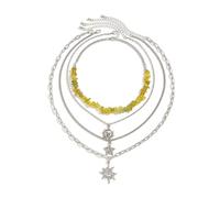 Ensemble de colliers réglables soleil et étoile superposés chaînes de cou graviers perles bijoux empilables pour femme décontracté ou formel
