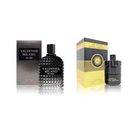 Ensemble De Cologne Pour Hommes (3,4 Oz/100 Ml X 2 Pièces) Valentine Milano&hunter Noir Absolu Eau De Parfum Pour Hommes Notes De Parfum Boisé, Épicé, D'agrumes Et Aromatique