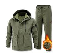 Ensemble De Combinaison De Ski Deux Pièces Pour Hommes, Combinaison De Ski À Capuche Coupe-vent Et Résistante À L'usure Pour Hommes, Ensemble De 2 Pièces, Vêtements Imperméables(Green,M)