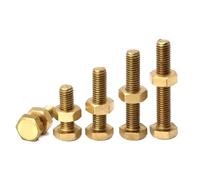 Ensemble de combinaison d'écrous de boulons hexagonaux extérieurs en laiton M4 M5 M6 M8 M10 M12 vis hexagonale externe à filetage complet en cuivre 2 pièces,(M6x30mm)