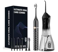 Ensemble de combinaison d'hydropulseur + brosse à dents électrique - Brosse à dents électrique sonique à 5 vitesses, hydropulseur portable à 4 vitesses, super étanche, un excellent cadeau pour vos