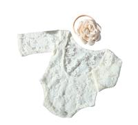 Ensemble de combinaison et bandeau en dentelle pour séance photo de bébé - Accessoires de photographie pour nouveau-né