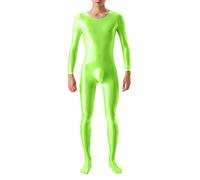 Ensemble de Compression Pour Homme - T-Shirt Rashguard à Manches Longues et Pantalon - Effet Mouillé en Latex - Pour Fitness, Gym, Yoga - Vert, XL