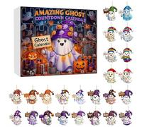 Ensemble de compte à rebours 2D pour Halloween 2025, calendrier de compte à rebours d'Halloween, boîte de l'Avent 2025 avec pendentifs, décoration d'arbre de Noël, mini ornement et breloque à
