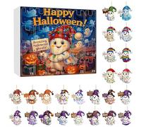 Ensemble de compte à rebours 2D pour Halloween 2025, calendrier de compte à rebours d'Halloween, boîte de l'Avent 2025 avec pendentifs, décoration d'arbre de Noël, mini ornement et breloque à