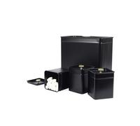 Ensemble de comptoir 4 pièces Salter Alchemy - Boîte à pain & 3 conteneurs de stockage, boîtes à thé, sucre, café, acier au carbone revêtu par poudre, fraîcheur durable, nettoyage facile, Noir/Or