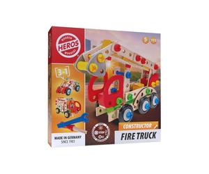 Ensemble de construction camion de pompier HEROS 155 pièces en bois FSC hêtre Bois de hêtre naturel