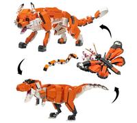 Ensemble de construction d'animaux sauvages 3 en 1, compatible avec les accessoires Lego 630, T-Rex, renard rouge et papillon monarque, construire 3 animaux en 1, cadeau d'anniversaire, 623 pièces