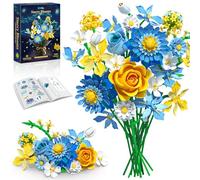 Ensemble de Construction de Bouquet de Fleurs Starry Blooms - Compatible avec Les Fleurs Lego, Arrangement Dahlia et Roses pour Décor de la Chambre et de la Maison