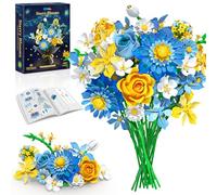 Ensemble de Construction de Bouquet de Fleurs Starry Blooms - Compatible avec Les Fleurs Lego, Arrangement Dahlia et Roses pour Décor de la Chambre et de la Maison