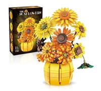 Ensemble de construction de fleurs de tournesol pour adultes, collection botanique d'art Van Gogh pour femmes et filles de 14 ans et plus, kits de plantes artificielles en pot, décoration d'intérieur