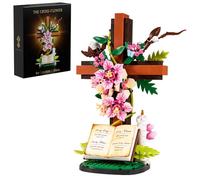 Ensemble de Construction Fleur Croix de Jésus, Objets de Collection Religieux Compatibles avec Lego Jésus Catholique, Jouets de Construction pour Pâques, Chrétiens, Cadeaux d'Anniversaire pour Mères