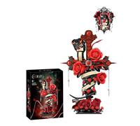 Ensemble de construction gothique Cobra, 970 blocs de construction en croix serpent et rose avec tête rotative à 360°, roses rouges et chaînes suspendues, modèle gothique foncé, cadeau pour adultes et
