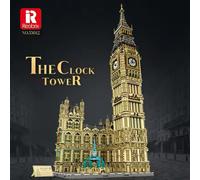 Ensemble de construction médiévale Big Ben du Royaume-Uni, Reobrix 55012, architecture emblématique, blocs de construction modulaires, modèle de montage, kit de bricolage, cadeau, 13825 pièces with in