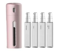 Ensemble de conteneurs de toilette de voyage 4 en 1 - Flacons de voyage étanches rechargeables pour shampooing, après-shampooing, gel douche et lotion avec fenêtre visuelle (rose)