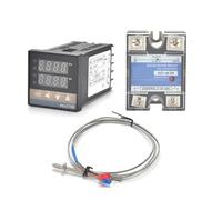 Ensemble de contrôleur température PID numérique REX-C100, Thermocouple K/J, sonde à vis M6 1m, relais SSR 40DA avec dissipateur thermique 1 pièce(Set 2 J)