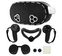Ensemble de coques en silicone 6 en 1 pour Meta Quest 3S, accessoires de protection Juylay VR pour Oculus Quest 3S avec interface faciale, coque de protection, coque de manette, capuchons de joystick,