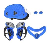 Ensemble de Coques en Silicone améliorées pour Meta Quest 3S, Accessoires de Protection Souples Quest 3S VR Comprenant des poignées de contrôleur, Une Coque de Protection(Bleu)