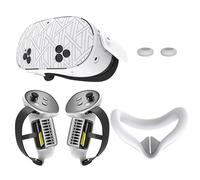 Ensemble de Coques en Silicone améliorées pour Meta Quest 3S, Accessoires de Protection Souples Quest 3S VR Comprenant des poignées de contrôleur, Une Coque de Protection(Blanc)