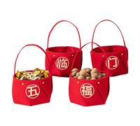 Ensemble de corbeille à fruits du Nouvel An chinois - Boîte à bonbons non tissée rouge - Panier à fruits secs - Décoration de table portable simple et polyvalente - Fournitures de fête pour festival