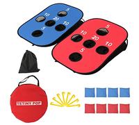 Ensemble de cornhole pop up pour jeu de cornhole portable et pliable avec 8 poufs, sac de transport léger et 8 piquets, facile à emporter n'importe où pour les voyages et les jeux en famille