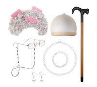 Ensemble de cosplay 7 pièces pour femmes âgées, costume de performance dramatique, costume de cosplay de grand-mère, parfait pour Halloween, les fêtes et les spectacles sur scène