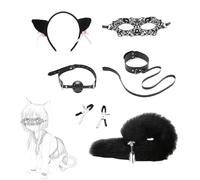 Ensemble de cosplay comprenant 6 accessoires - ensemble multiple (oreilles de chat/masque/queue de renard, etc.) - cadeau de Noël
