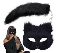 Ensemble de cosplay d'animaux pour filles, ensemble de costumes de cosplay d'animaux | Costume de pour filles avec queue d'animal - Couvre-visage d'animal à moitié poilu pour une fête de rasse