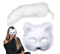 Ensemble de cosplay d'animaux pour filles, ensemble de costumes de cosplay d'animaux, Ensemble de queue d’animal, Couvre-visage d'animal à moitié poilu pour une fête de rassemblement