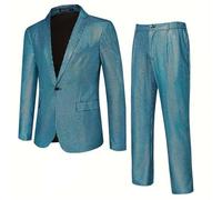Ensemble de costume 2 pièces en métal à paillettes pour homme - Tenue disco à paillettes - Costume pour fête, carnaval, déguisement, boule disco, mariage, fête à thème, costume disco des années 80, O