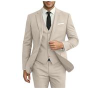 Ensemble de costume 3 pièces à coupe cintrée pour homme, formel et décontracté, costume de bal pour garçons d'honneur, marié, comprend une veste, un blazer et un pantalon, Champagne clair, Taille L