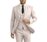 Ensemble de Costume 3 pièces à Coupe cintrée pour Homme, Formel et décontracté, Costume de Bal pour garçons d'honneur, marié, Comprend Une Veste, Un Blazer et Un Pantalon, Beige, Taille M