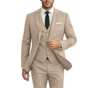 Ensemble de Costume 3 pièces à Coupe cintrée pour Homme, Formel et décontracté, Costume de Bal pour garçons d'honneur, marié, Comprend Une Veste, Un Blazer et Un Pantalon, Champagne, Taille 3XL