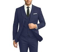 Ensemble de Costume 3 pièces à Coupe cintrée pour Homme, Formel et décontracté, Costume de Bal pour garçons d'honneur, marié, Comprend Une Veste, Un Blazer et Un Pantalon, Bleu Marine, Taille XL
