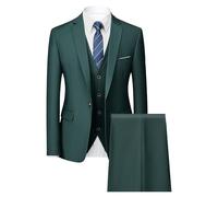 Ensemble de Costume 3 Pièces Coupe Régulière pour Hommes Pantalon Gilet Blazer d'affaires Slim Solide à Deux Boutons Costumes de Mariage Décontractés pour Garçons d'honneur (1 Button Vert B2,M)