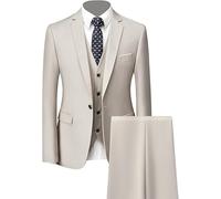 Ensemble de Costume 3 Pièces Coupe Régulière pour Hommes Pantalon Gilet Blazer d'affaires Solide à Deux Boutons Costumes de Mariage Décontractés pour Garçons d'honneur (1 Button Mandarin,4XL)