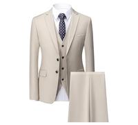 Ensemble de Costume 3 Pièces Coupe Régulière pour Hommes Pantalon Gilet Blazer d'affaires Solide à Deux Boutons Costumes de Mariage Décontractés Slim Fit pour Garçons d'honneur