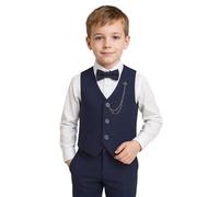 Ensemble de Costume 4 pièces pour garçon avec Gilet texturé et Coupe Slim, Tenue Formelle pour Mariages, fêtes et Occasions spéciales, âge 7 années