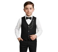 Ensemble de Costume 4 pièces pour garçon avec Gilet texturé et Coupe Slim, Tenue Formelle pour Mariages, fêtes et Occasions spéciales, âge 2 années