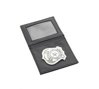 Ensemble De Costume Avec Badge De Police Noir Et Argent Dans Portefeuille