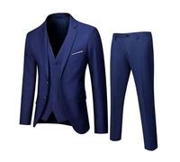 Ensemble De Costume Coupe Cintrée for Hommes, d'affaires Élégant for Réunions Formelles, Mariages, Garçons d'honneur, Veste Anti-Rides, Gilet(Blue1,L)