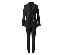 Ensemble de costume d'affaires élégant pour femme - Pantalon blazer 2 pièces - Blazer long à double boutonnage et pantalon tempérament - Costume de mariage - Coupe ajustée - Affaires - Veste de bureau